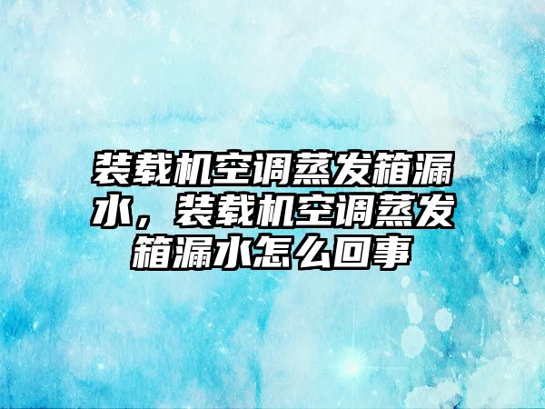 裝載機空調蒸發箱漏水，裝載機空調蒸發箱漏水怎么回事