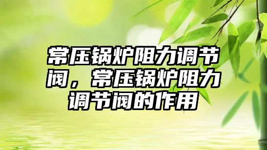 常壓鍋爐阻力調節閥，常壓鍋爐阻力調節閥的作用