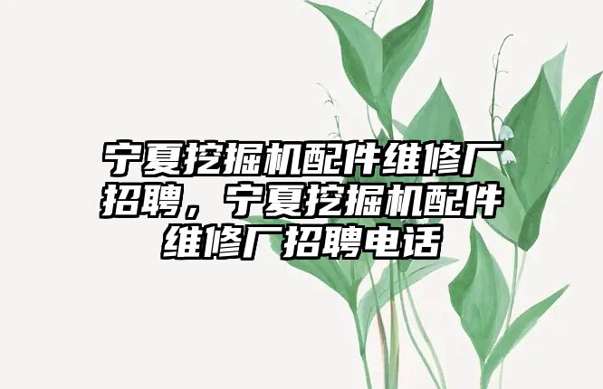 寧夏挖掘機配件維修廠招聘，寧夏挖掘機配件維修廠招聘電話