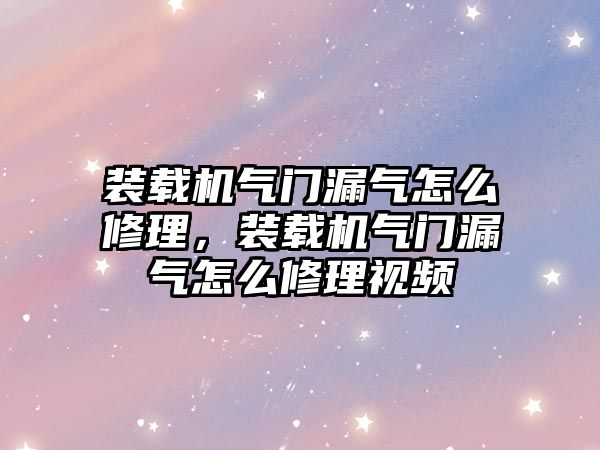 裝載機氣門漏氣怎么修理，裝載機氣門漏氣怎么修理視頻