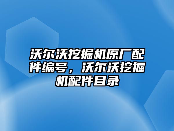 沃爾沃挖掘機原廠配件編號，沃爾沃挖掘機配件目錄