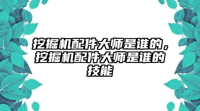 挖掘機(jī)配件大師是誰(shuí)的，挖掘機(jī)配件大師是誰(shuí)的技能