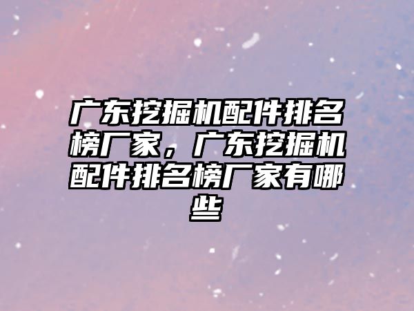 廣東挖掘機配件排名榜廠家，廣東挖掘機配件排名榜廠家有哪些