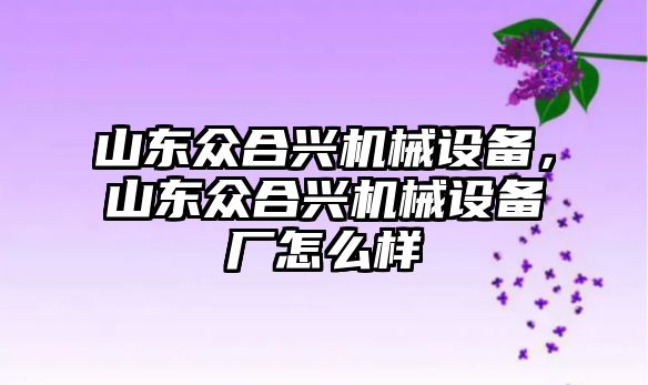 山東眾合興機械設備，山東眾合興機械設備廠怎么樣