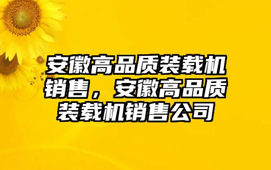 安徽高品質裝載機銷售，安徽高品質裝載機銷售公司