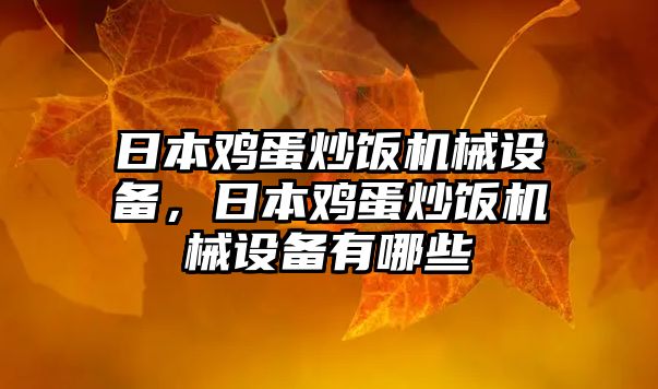 日本雞蛋炒飯機械設備，日本雞蛋炒飯機械設備有哪些