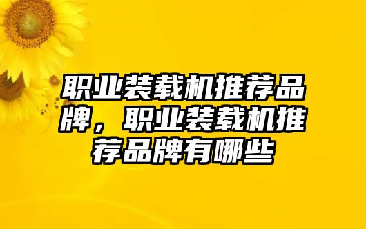 職業裝載機推薦品牌，職業裝載機推薦品牌有哪些