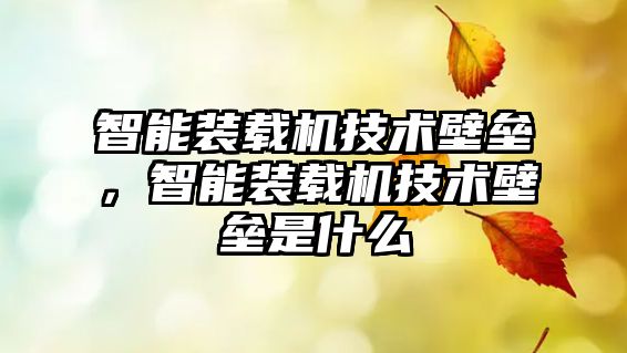 智能裝載機技術壁壘，智能裝載機技術壁壘是什么