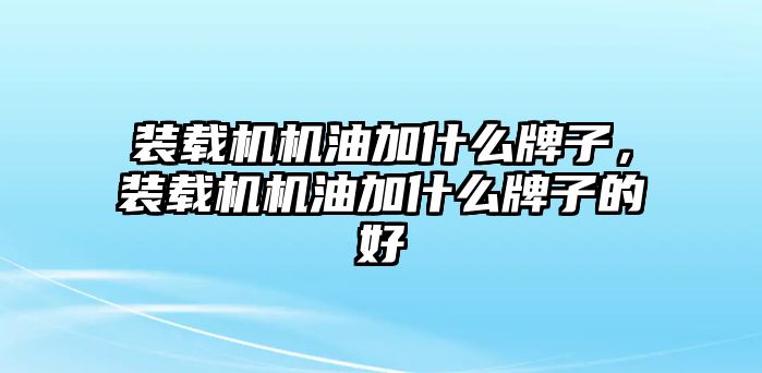 裝載機機油加什么牌子，裝載機機油加什么牌子的好