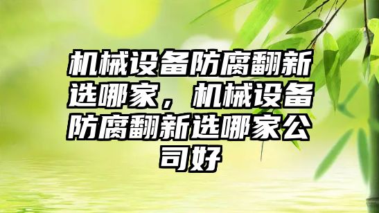 機械設備防腐翻新選哪家，機械設備防腐翻新選哪家公司好