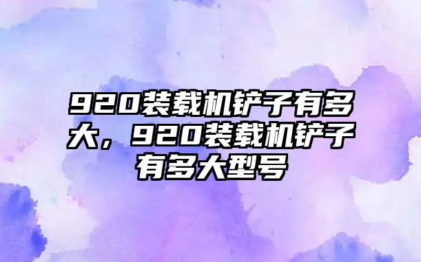 920裝載機(jī)鏟子有多大，920裝載機(jī)鏟子有多大型號