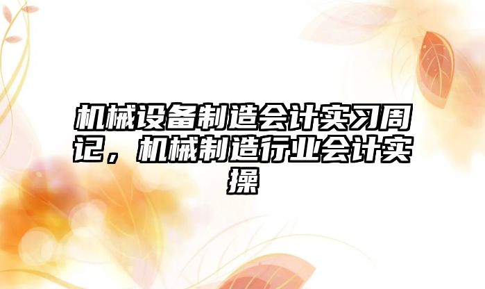 機械設備制造會計實習周記，機械制造行業會計實操