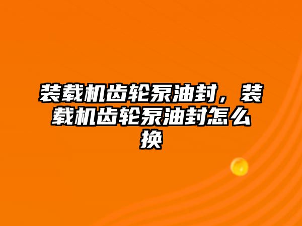 裝載機齒輪泵油封，裝載機齒輪泵油封怎么換