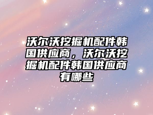 沃爾沃挖掘機配件韓國供應商，沃爾沃挖掘機配件韓國供應商有哪些