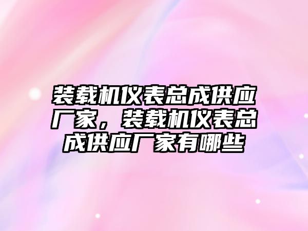 裝載機(jī)儀表總成供應(yīng)廠家，裝載機(jī)儀表總成供應(yīng)廠家有哪些