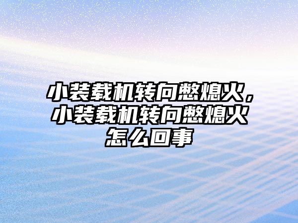 小裝載機轉向憋熄火，小裝載機轉向憋熄火怎么回事