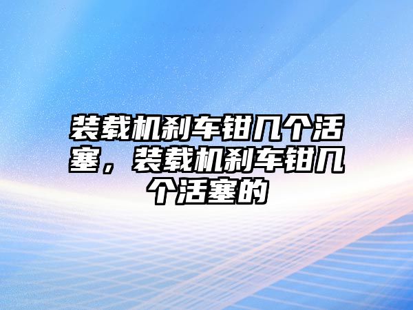 裝載機剎車鉗幾個活塞，裝載機剎車鉗幾個活塞的