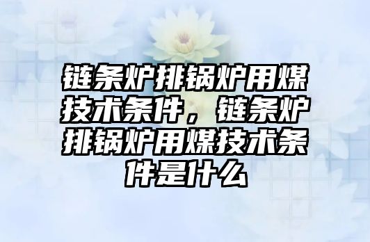 鏈條爐排鍋爐用煤技術條件，鏈條爐排鍋爐用煤技術條件是什么