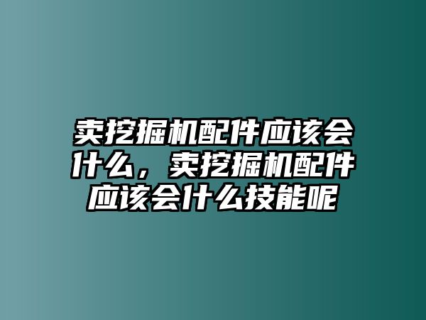 賣挖掘機配件應該會什么，賣挖掘機配件應該會什么技能呢