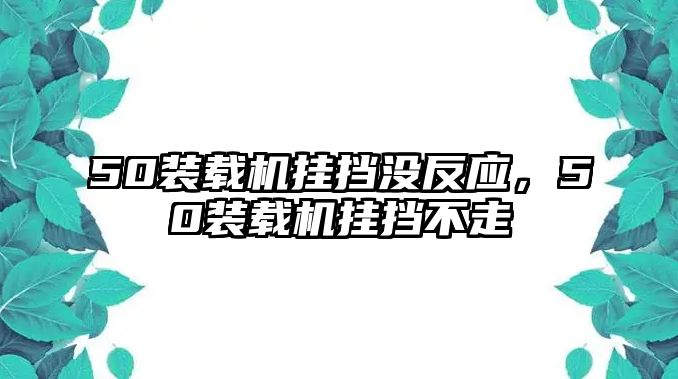 50裝載機掛擋沒反應，50裝載機掛擋不走