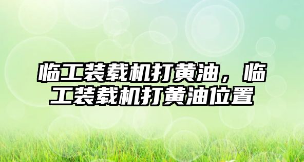 臨工裝載機打黃油，臨工裝載機打黃油位置