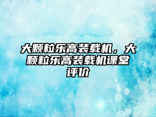 大顆粒樂高裝載機，大顆粒樂高裝載機課堂評價