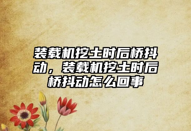 裝載機挖土時后橋抖動，裝載機挖土時后橋抖動怎么回事