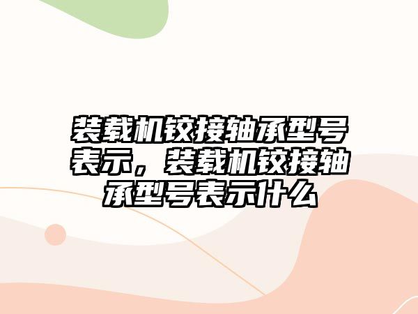 裝載機鉸接軸承型號表示，裝載機鉸接軸承型號表示什么