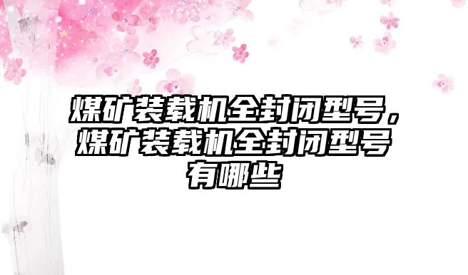 煤礦裝載機全封閉型號，煤礦裝載機全封閉型號有哪些