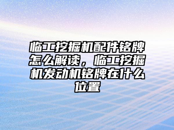 臨工挖掘機配件銘牌怎么解讀，臨工挖掘機發動機銘牌在什么位置