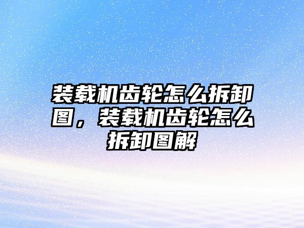 裝載機齒輪怎么拆卸圖，裝載機齒輪怎么拆卸圖解