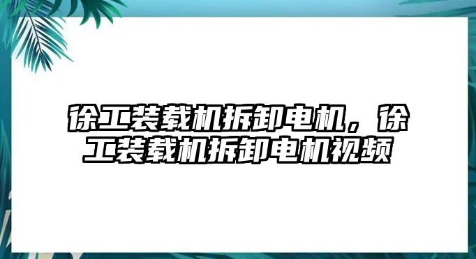 徐工裝載機拆卸電機，徐工裝載機拆卸電機視頻