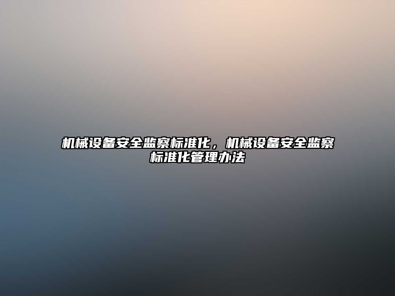 機械設備安全監察標準化，機械設備安全監察標準化管理辦法