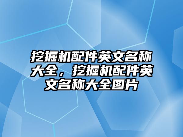 挖掘機配件英文名稱大全，挖掘機配件英文名稱大全圖片