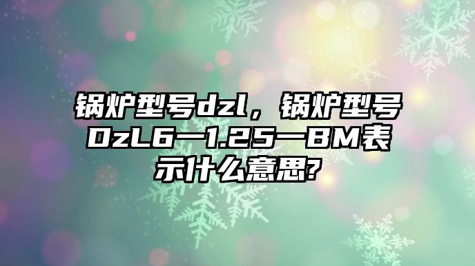 鍋爐型號dzl，鍋爐型號DzL6一1.25一BM表示什么意思?