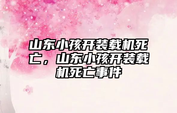 山東小孩開裝載機(jī)死亡，山東小孩開裝載機(jī)死亡事件