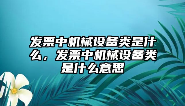 發票中機械設備類是什么，發票中機械設備類是什么意思