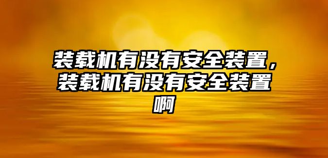 裝載機有沒有安全裝置，裝載機有沒有安全裝置啊