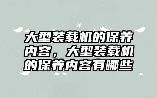 大型裝載機的保養(yǎng)內(nèi)容，大型裝載機的保養(yǎng)內(nèi)容有哪些