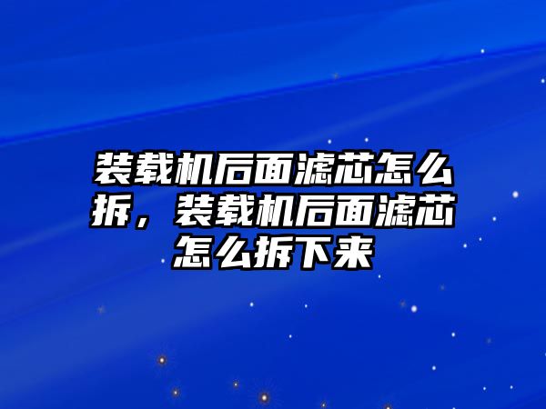 裝載機(jī)后面濾芯怎么拆，裝載機(jī)后面濾芯怎么拆下來(lái)