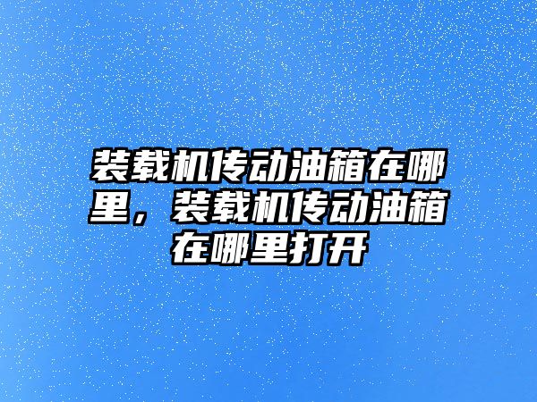 裝載機傳動油箱在哪里，裝載機傳動油箱在哪里打開