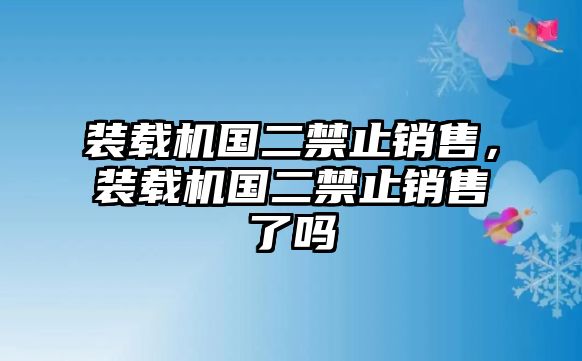 裝載機國二禁止銷售，裝載機國二禁止銷售了嗎