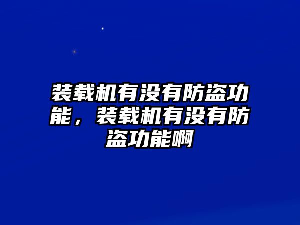 裝載機(jī)有沒有防盜功能，裝載機(jī)有沒有防盜功能啊