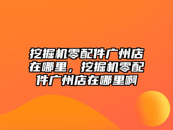 挖掘機零配件廣州店在哪里，挖掘機零配件廣州店在哪里啊