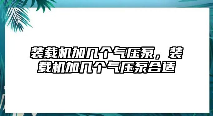 裝載機(jī)加幾個氣壓泵，裝載機(jī)加幾個氣壓泵合適