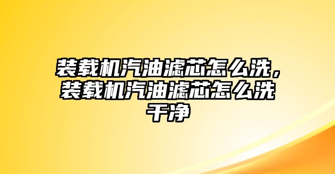 裝載機汽油濾芯怎么洗，裝載機汽油濾芯怎么洗干凈