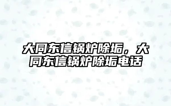 大同東信鍋爐除垢，大同東信鍋爐除垢電話