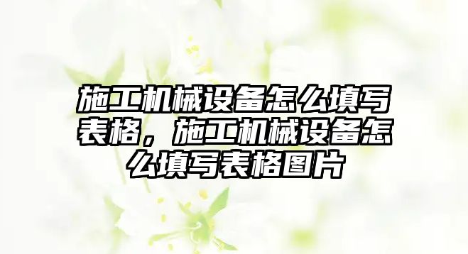 施工機械設備怎么填寫表格，施工機械設備怎么填寫表格圖片