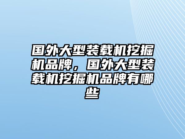 國(guó)外大型裝載機(jī)挖掘機(jī)品牌，國(guó)外大型裝載機(jī)挖掘機(jī)品牌有哪些