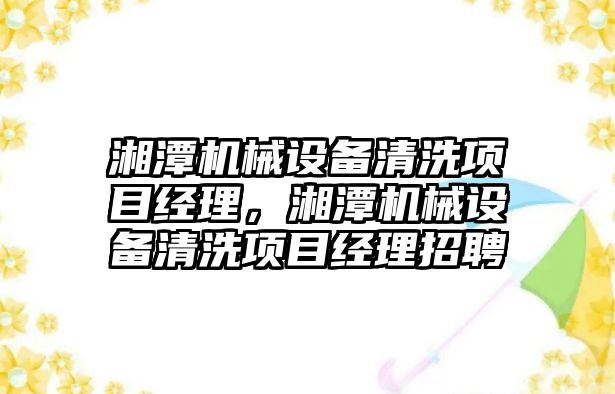 湘潭機械設備清洗項目經理，湘潭機械設備清洗項目經理招聘